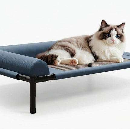 Ziggy Pupps Dog and cat Resistant Elevated Dog Bed Outdoor Cooling Cot With Steel Frame Breathable Mesh Washable For cats And Small Dogs Size 66x45x17