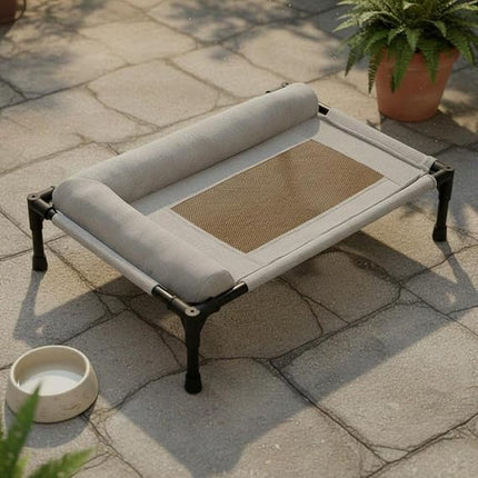 Ziggy Pupps Dog and cat Resistant Elevated Dog Bed Outdoor Cooling Cot With Steel Frame Breathable Mesh Washable For cats And Small Dogs Size 66x45x17