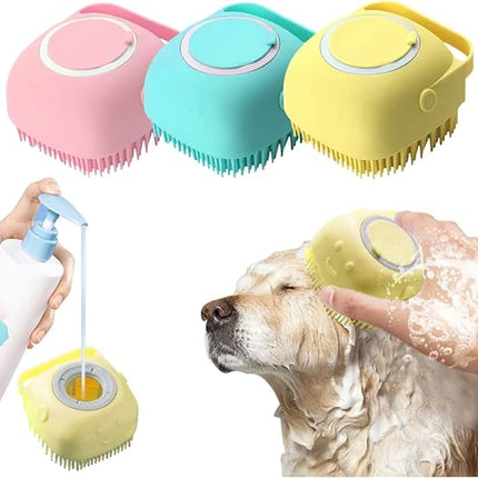 Ziggy Pupps Dog and cat Silicone Pet Bath Brush Soft Massage Shampoo Dispenser and Grooming Tool for Cats and Dogs