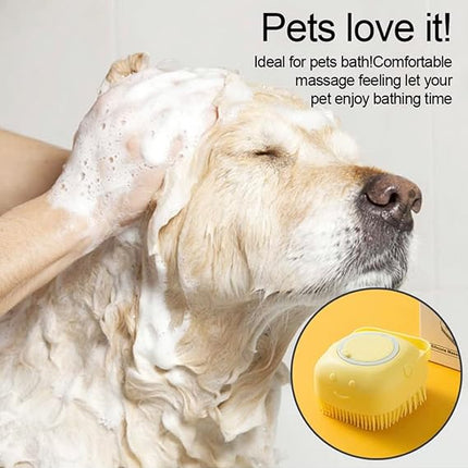 Ziggy Pupps Dog and cat Silicone Pet Bath Brush Soft Massage Shampoo Dispenser and Grooming Tool for Cats and Dogs