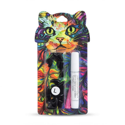 Ziggy Pupps Dog and cat Soft Cat Nail Caps Silicone Claw Covers with Adhesive Glue Size L Weight 6.5 to 9 Kg Black