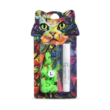 Ziggy Pupps Dog and cat Soft Cat Nail Caps Silicone Claw Covers with Adhesive Glue Size L Weight 6.5 to 9 Kg Green