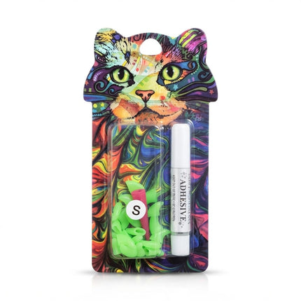 Ziggy Pupps Dog and cat Soft Cat Nail Caps Silicone Claw Covers with Adhesive Glue Size S Weight 2.5 to 4.5 Kg Green