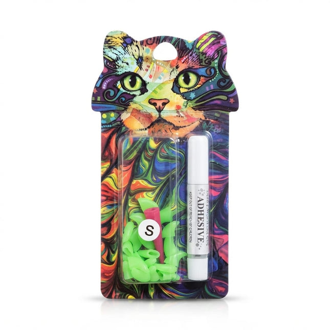Ziggy Pupps Dog and cat Soft Cat Nail Caps Silicone Claw Covers with Adhesive Glue Size S Weight 2.5 to 4.5 Kg Green