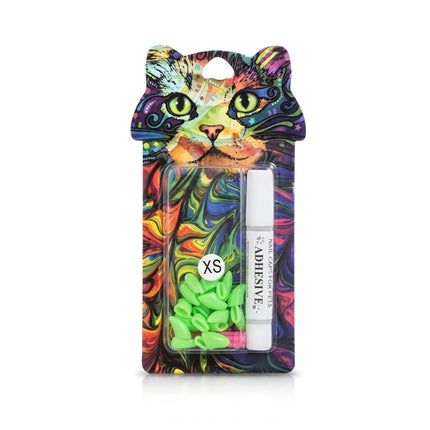 Ziggy Pupps Dog and cat Soft Cat Nail Caps Silicone Claw Covers with Adhesive Glue Size XS Weight 0.5 to 2.5 Kg Green