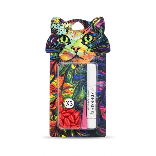 Ziggy Pupps Dog and cat Soft Cat Nail Caps Silicone Claw Covers with Adhesive Glue Size XS Weight 0.5 to 2.5 Kg Red