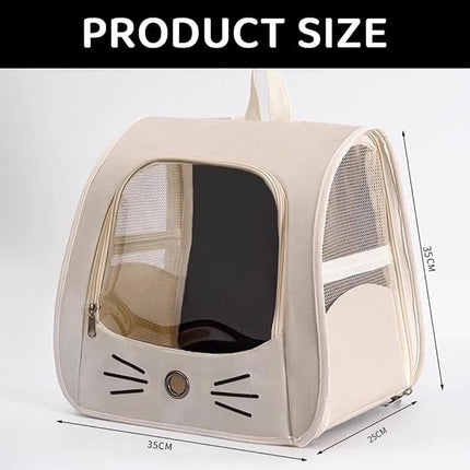 Ziggy Pupps Dog and cat Transparent Window Pet Carrier Backpack Cute Cat Face Design Travel Bag 35 × 25 × 35 cm White