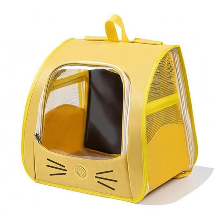 Ziggy Pupps Dog and cat Transparent Window Pet Carrier Backpack Cute Cat Face Design Travel Bag 35 × 25 × 35 cm Yellow