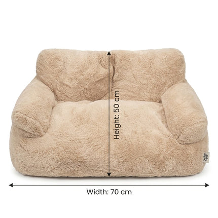 Ziggy Pupps Dog and cat Ultra Soft Plush Pet Couch Bed Cozy Lounge Sofa for Dogs And Cats 70 x 50 cm Beige