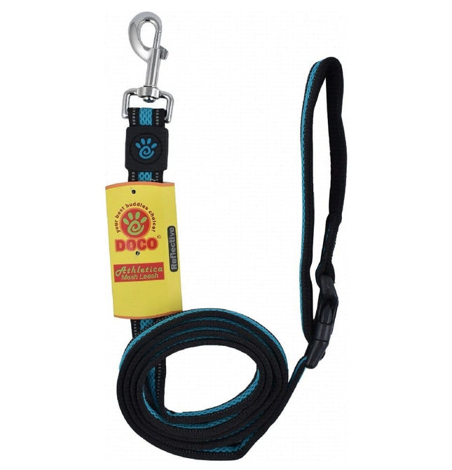 Ziggy Pupps Dog Doco Athletic Medium to Large Black With Blue Reflective Mesh Dog Leash