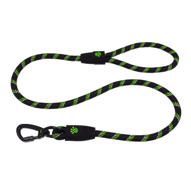 Ziggy Pupps Dog Doco Black and Green Reflective Rope Dog Leash 150 in 1.3 cm