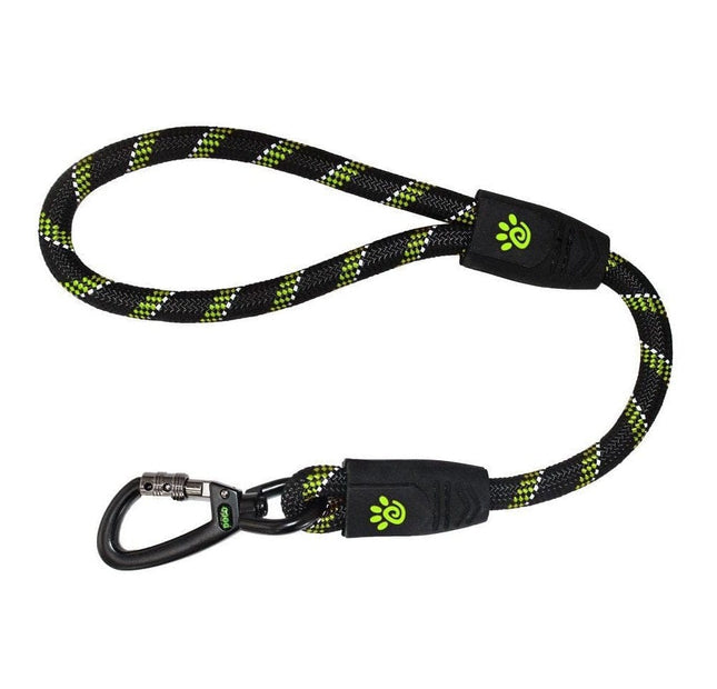 Ziggy Pupps Dog Doco Black and Green Reflective Rope Dog Leash 150cm