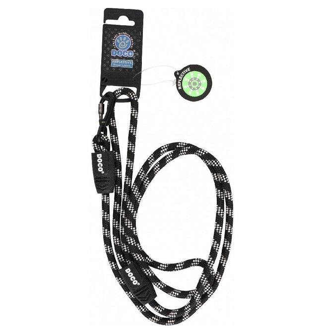 Ziggy Pupps Dog Doco Black And White Large Reflective Rope Dog Leash 150 in 0.8cm