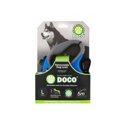 Ziggy Pupps Dog Doco Large Blue and gray 5m Reflective and Retractable Leash for Dogs Up to 50kg