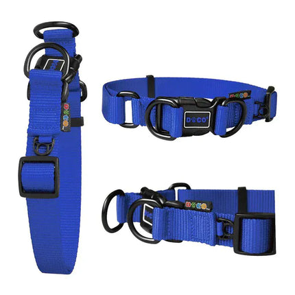 Ziggy Pupps Dog Doco Large blue Double D-Ring Nylon Dog Collar 45 to 68 in 2.5cm