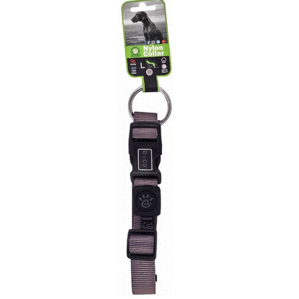 Ziggy Pupps Dog Doco Large Gray Nylon Dog Collar 46 to 66 in 2.5cm