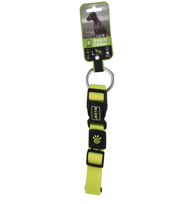 Ziggy Pupps Dog Doco Large Green Nylon Dog Collar 46 to 66 in 2.5cm