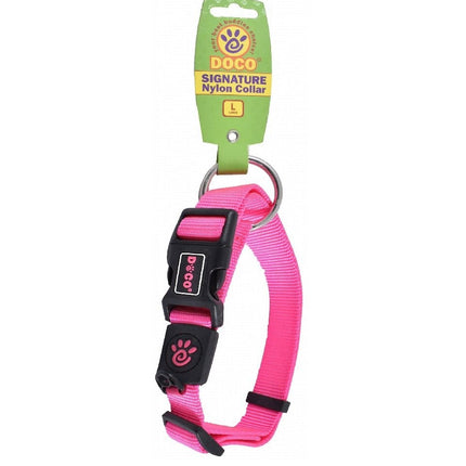 Ziggy Pupps Dog Doco Large Pink Nylon Dog Collar 46 to 66 in 2.5cm