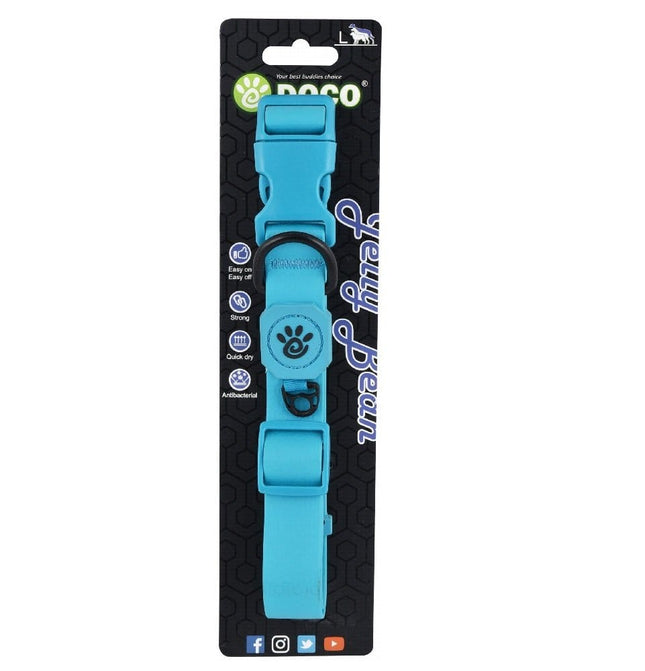 Ziggy Pupps Dog Doco  Medium Light Blue Dog Collar 34 to 49 in 2cm