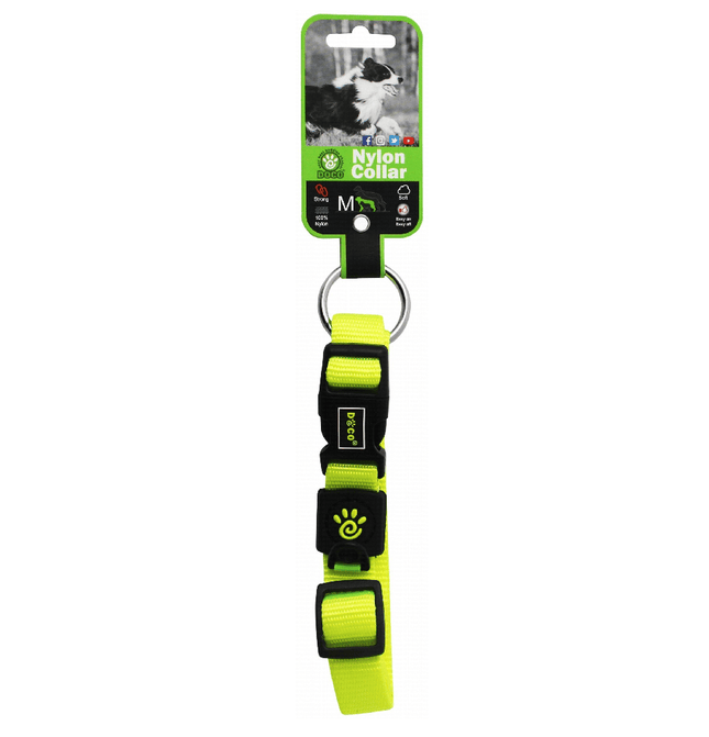 Ziggy Pupps Dog Doco Medium Lime Nylon Dog Collar with O-Ring 35 to 51 in 2 cm