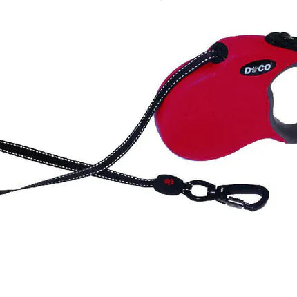 Ziggy Pupps Dog Doco Medium Red and gray 5m Reflective and Retractable Leash for Dogs Up to 20kg