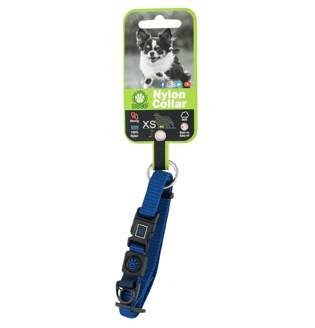 Ziggy Pupps Dog Doco O-Ring XS Blue Nylon Dog Collar 21 to 30 in 1cm