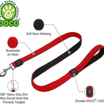 Ziggy Pupps Dog Doco Puffy Mesh Turquoise Leash For Medium To Large Dogs