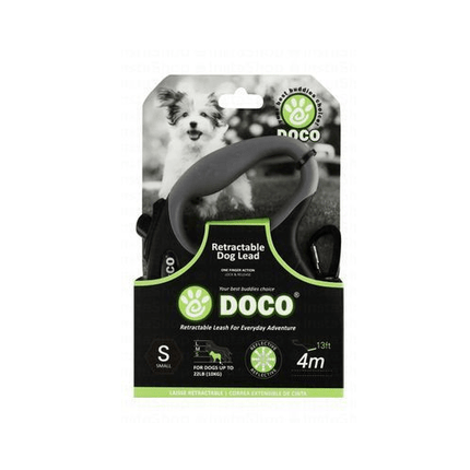 Ziggy Pupps Dog Doco small Black and gray 4m Reflective and Retractable Leash for Dogs Up to 10kg