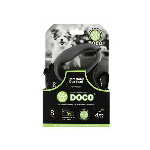 Ziggy Pupps Dog Doco small Black and gray 4m Reflective and Retractable Leash for Dogs Up to 10kg