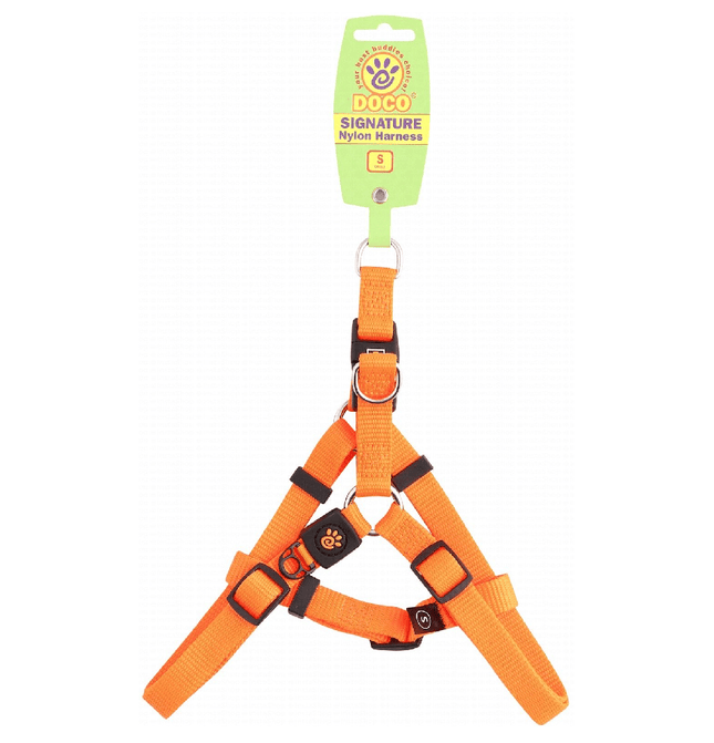 Ziggy Pupps Dog Doco Small Orange Nylon Dog Harness 45to 63cm in 1.5