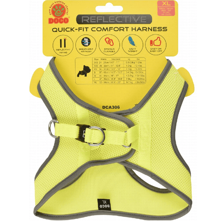 Ziggy Pupps Dog Doco X large Lime Reflective Quick Fit Comfort Dog Harness 52 to 58cm