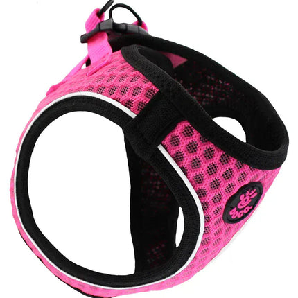 Ziggy Pupps Dog DOCO Xlarge pink and black Reflective Net Mesh Harness 52-56cm