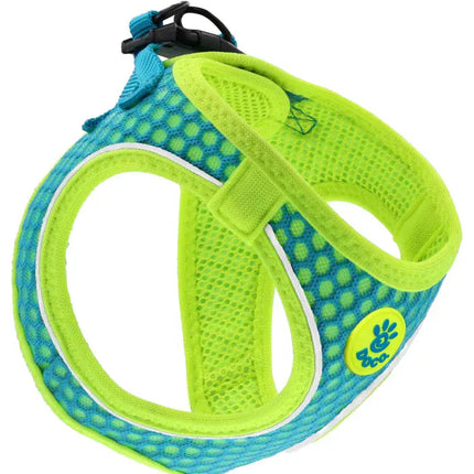 Ziggy Pupps Dog DOCO Xlarge yellow and turquoise Reflective Net Mesh Harness 52-56cm