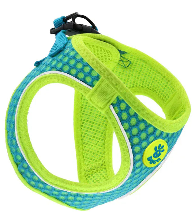 Ziggy Pupps Dog DOCO Xlarge yellow and turquoise Reflective Net Mesh Harness 52-56cm
