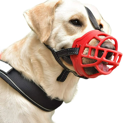 Ziggy Pupps Dog Dog Muzzle Breathable Silicone Safety Muzzle Red Size 4