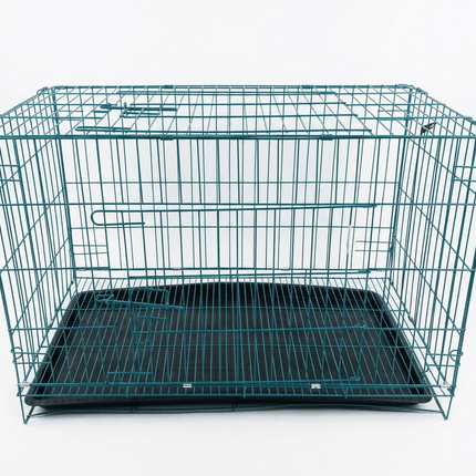 Ziggy Pupps Dog Foldable Metal Wire Dog Crate with Removable Tray 75 x 42 x 50 cm Petrol Green