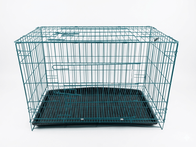 Ziggy Pupps Dog Foldable Metal Wire Dog Crate with Removable Tray 75 x 42 x 50 cm Petrol Green