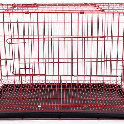 Ziggy Pupps Dog Foldable Metal Wire Dog Crate with Removable Tray 75 x 42 x 50 cm Red