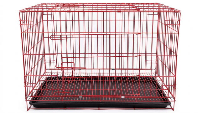 Ziggy Pupps Dog Foldable Metal Wire Dog Crate with Removable Tray 75 x 42 x 50 cm Red