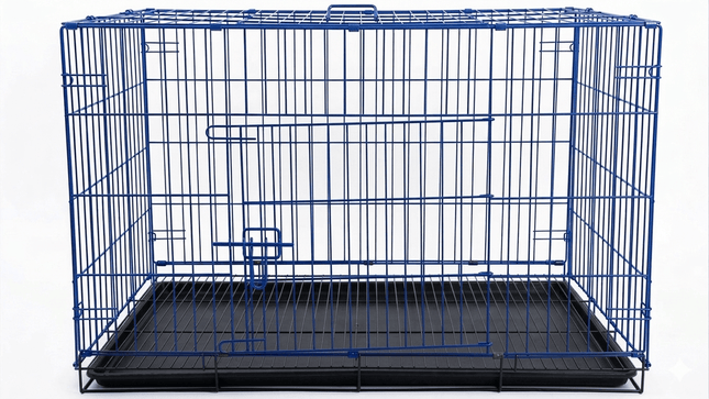 Ziggy Pupps Dog Foldable Metal Wire Dog Crate with Removable Tray 98 x 58 x 65 cm Blue