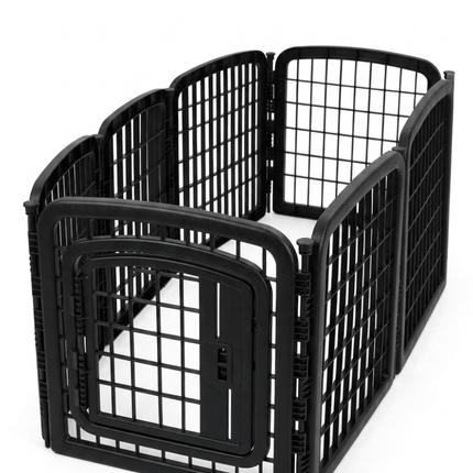 Ziggy Pupps Dog Heavy Duty 8 Panel Plastic Pet Playpen 71 x 61 cm with Access Door Black