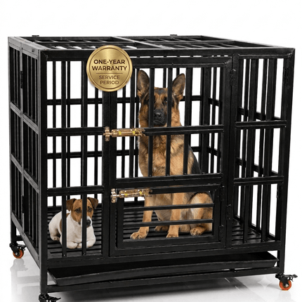 Ziggy Pupps Dog Heavy-Duty Anti-Rust Dog Cage 105x110x100 cm Premium Pet Kennel 1-Year Warranty