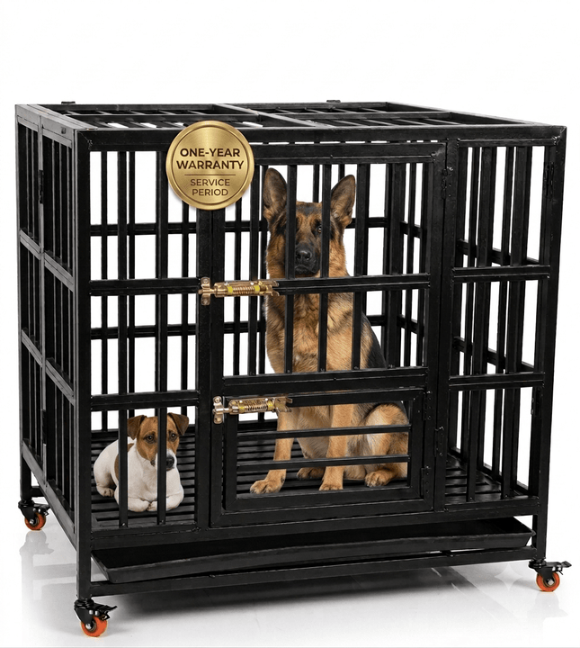 Ziggy Pupps Dog Heavy-Duty Anti-Rust Dog Cage 105x110x100 cm Premium Pet Kennel 1-Year Warranty