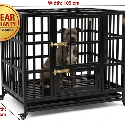 Ziggy Pupps Dog Heavy Duty Anti Rust Dog Cage 105x75x100 cm Includes 1 Year Warranty