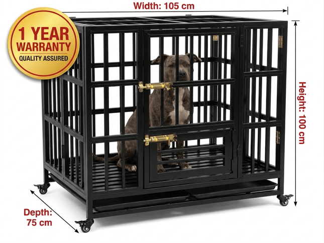 Ziggy Pupps Dog Heavy Duty Anti Rust Dog Cage 105x75x100 cm Includes 1 Year Warranty