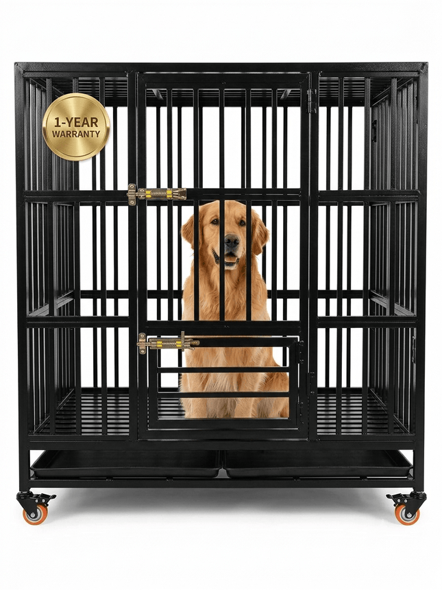 Ziggy Pupps Dog Heavy-Duty Anti-Rust Dog Cage 125x120x100 cm Premium Pet Kennel 1-Year Warranty