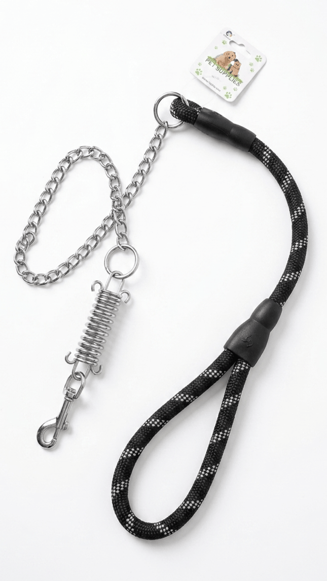 Ziggy Pupps Dog Heavy Duty Dog Leash Shock Absorbing Anti Pull Steel Chain and Spring Buffer for Medium Dog