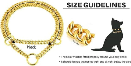 Ziggy Pupps Dog Heavy Duty Gold Plated Metal Dog Chain Fashionable Pet Collar Size L