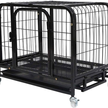 Ziggy Pupps Dog Heavy Duty Metal Crate for Small Dogs with Wheels Portable Wire Pet Cage with Removable Tray 60 x 43 x 48.5 cm