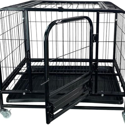 Ziggy Pupps Dog Heavy Duty Metal Crate for Small Dogs with Wheels Portable Wire Pet Cage with Removable Tray 60 x 43 x 48.5 cm